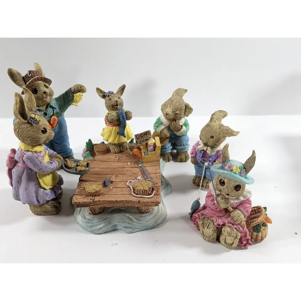 Mervyn's 7 Pc Bunny Fishing Set Collection Easter Vtg Original Box RARE 1995